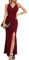 Laughido Robe de Cocktail, Longue, Porte Feuille, Moulante, élégante, pour Femmes, fête, été Festive, soirée de Mariage, Rouge Bordeaux, XXL