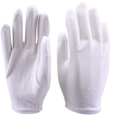 4 Paar Arbeitshandschuhe aus Baumwolle, dünne Vollfingerhandschuhe, Handschuh mit dehnbarem Futter, weiß, Einheitsgröße, Baumwollhandschuhe