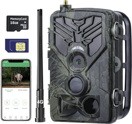 FunKind Wildkamera 4G APP, 30 MP 2K, Wildtierkamera mit SIM-Karte, Telefon-Sende-Foto, Nachtsichtkamera 940nm IR LED No Glow, Wildkamera mit Bewegungsmelder Nachtsicht, 120° Erfassungswinkel, IP65