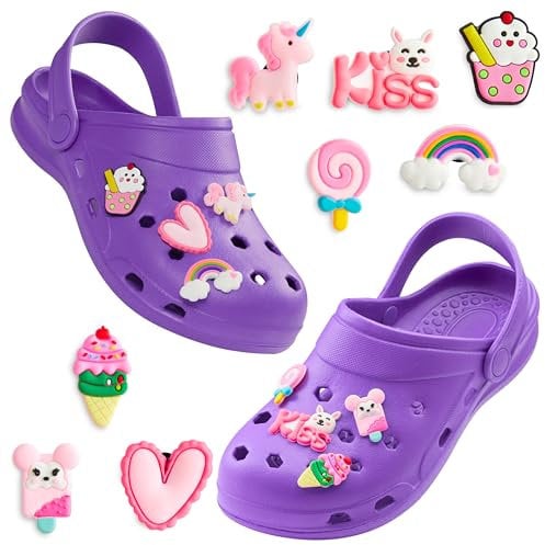 CityComfort Sabot de Jardin Fille, Chaussure Enfant avec Charmes à Clipser (Violet Vif, 30/31 EU)