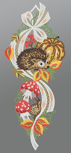 Plauener Spitze Fensterbild Goldener Herbst (BxH) 16cm x 40cm, Mehrfarbig, Fensterdekoration und Fensterschmuck