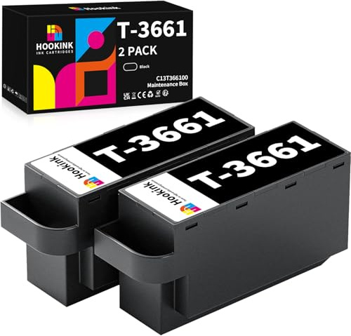 Hookink T3661 Wartungsbox kompatibel mit Epson T3661 Maintenance Box C13T366100 Kompatibel für XP-6000 XP-6100 XP-8600 XP-8605 XP-6005 XP-15000 XP-8500 XP-8700 XP-970 XP-6105 Drucker (2-Pack)