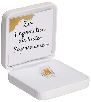 Goldstücke24 - Geschenk zur Konfirmation - Goldbarren 1g in hochwertiger Kapsel inkl. Etui (weiß) und Grußkarte - Gold zur Konfirmation verschenken