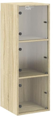 vidaXL Wandschrank mit Glastüren Sonoma-Eiche 35x37x100 cm