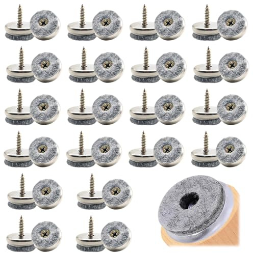 CODIRATO 40 Stück Stuhl Filzgleiter 22mm Filz Möbelgleiter Stuhlgleiter Runde Tischbeine Filzpad Filz Möbel Schrauben Filzgleiter Nagel Möbelfüße Pads zum schrauben für Laminat Stühle Parkett Sofa