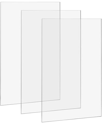 SINJEUN 3 Pcs A3 Clear Acrylic Sheet, 420 x 297 x 3mm Plastic Acrylic Sheet for Advertising, Displaying and Craft Making