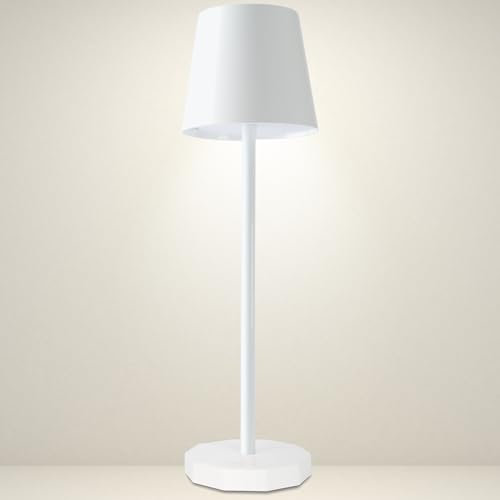 D-LIGHT PROFESSIONAL Lampada da Tavolo senza Fili, Lampada da Tavolo Ricaricabile e Dimmerabile con Controllo Touch da Comodino o Scrivania (Bianco Lucido, Lampada singola)