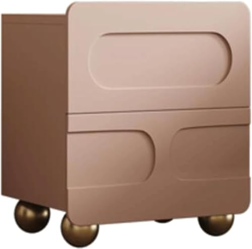 Nachttisch mit doppellagigen Schubladen, Metallkugel-Schrankbeine, Nachttisch, kleiner Nachttisch für Schlafzimmer, Beistelltisch (Farbe: Rosa + goldene Füße)