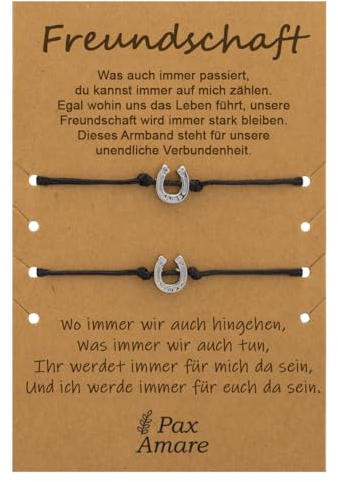 Pax Amare Freundschaftsarmbänder für 2 mit Hufeisen Silber - BFF Armband für Mädchen & Damen