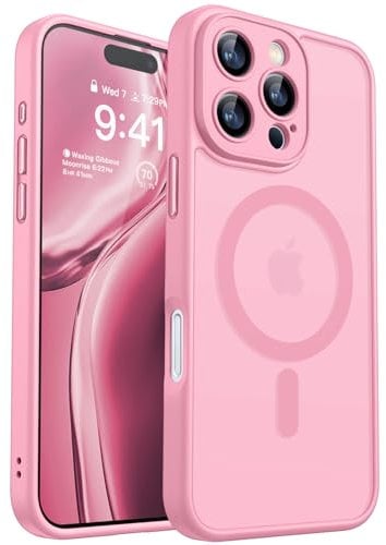 CANSHN für iPhone 16 Pro Hülle mit Kameraschutz für Magsafe (TOP Militärschutz & Magnetkraft) Extrem Haltbarkeit Hülle iPhone 16 Pro Case Stoßfest, Rosa