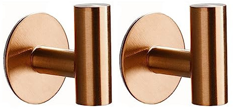 siduytin Durable Towel Hook Holder with Strong Adhesive Backing Stainless Steel Towel Hooks Self Adhesive Sanded Texture, Rose gold, No punching