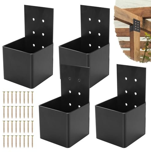 Cskunxia 4 Pack Pergola Brackets, Pergola Brackets Joist Bracket Connector Brace for 4”x4” Wood Posts，Post Top Rafter Brackets