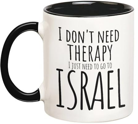 YOLANDEEUROKOK Israel Tasse, Love Telaviv Israel Dreaming of Home, jüdisches Hebräisch, 325 ml, Schwarz