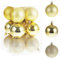 RELONGGI Christmas Tree Baubles, 12pcs 6cm Pre-Strung Baubles, 3 Style Shatterproof Ornaments for Birthday, Halloween, Holiday, Wedding, Christmas Tree Decorations (Gold, Middle)