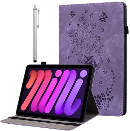 KEDBBAO Funda para iPad Mini 7 Funda 2024 A17 Pro, iPad Mini 6 Funda 2021, 8,3 pulgadas, Multiangular, Piel Sintética con Soporte para Lápiz y Auto Sleep/Wach Compatible con iPad Mini 7 Funda, Lila