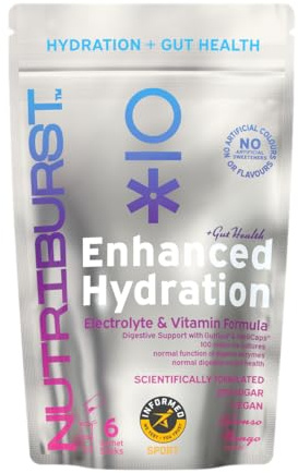 Nutriburst - Gut Health - Electrolytes + 11 Vitamins & Minerals • Digestive Function • Enhanced Hydration - Suitable for Vegans - 6 Pack: Mango