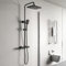 YOOZENA Duscharmatur Schwarz, Duschsystem mit Thermostat, 26x19cm Kopfbrause, Duschkopf mit Schlauch und Halterung, Regendusche mit armatur, Duschset