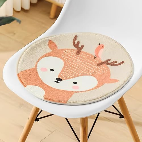 Forreen Sitzkissen Kinder, Stuhlkissen Rund Weich Sitz Auflage Gemütlich Schmerzlinderung Cartoon Tier Bodenkissen für Schlafzimmer,Sofa, Stuhl,30 * 30cm