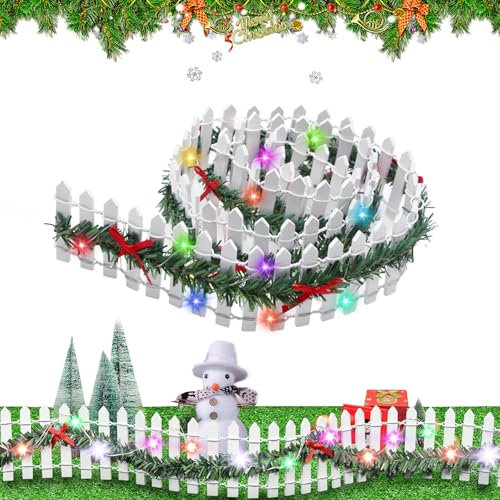 Mini Recinzione per Giardino, Staccionata In Legno, Miniatura Recinto per Albero di Natale