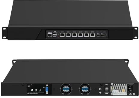 PeeliCeeli 19 Zoll Firewall Appliance Core i5 4570, 6 Port Gigabit LAN 1U Rackmount Server with Dual SFP+ 10GbE, B85/Z87 Network Router PC with 8GB RAM 256GB SSD, VGA, Console