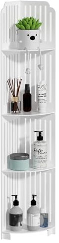 locwanot Étagère d'angle à 4 niveaux pour salle de bain, étagère d'angle creuse, étagère d'angle sculptée, étagère de rangement sur pied, armoire étroite pour petite salle de bain, salon, gain de