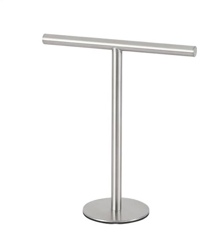 Porte-serviettes sur pied, en acier inoxydable, en forme de T pour comptoir de salle de bain et de cuisine, 27,3 x 12 x 32 cm, économiseur d'espace, noir/argenté
