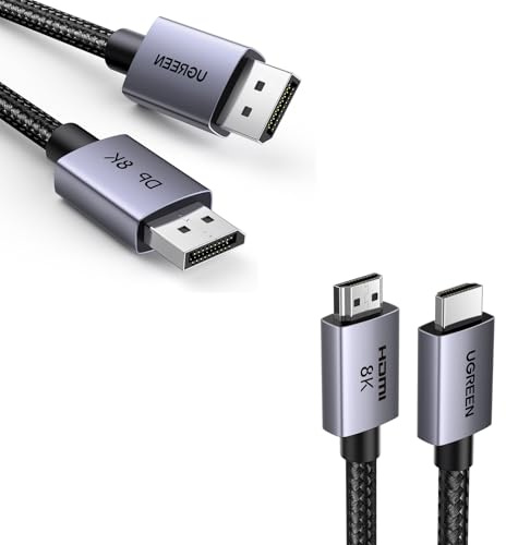 UGREEN Certified 8K HDMI 2.1 Cable and 8K@60Hz Displayport Cable
