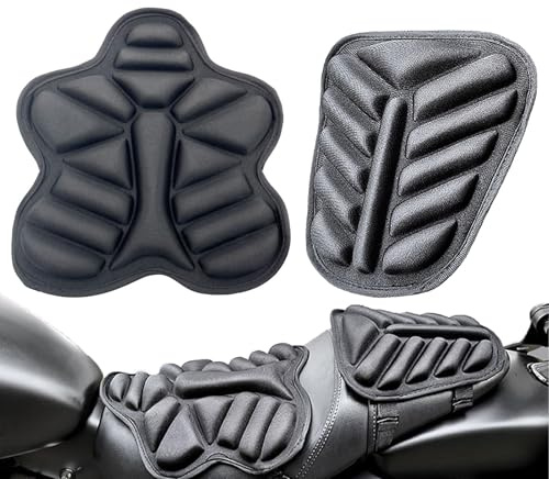 Motorrad Sitzkissen - Motorrad Sozius Sitzpad | 2 Teiliges Komfort Pad | Hinteren Beifahrerkissen | Gel Kissen Sitz | Sitzkissen Für Lange Fahrten, Anfänger, Bergstraße, Fahrer