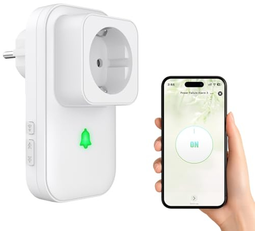COTINSE Detector de Corte de Corriente WiFi Tuya Smart Life App | 110 dB con LED Alarma WLAN, Alerta en Caso de Apagón, 3 niveles de volumen para acuario/refrigerador