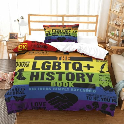 LILIlaobiao LGBTQ Bettwäsche Mit Kissenbezüge: 80 X 80cm, Schlafhilfe Pride Month Bettbezug Single（135x200cm）, Komfortabel Duvet Cover Set Nicht Löschbar Bed Set