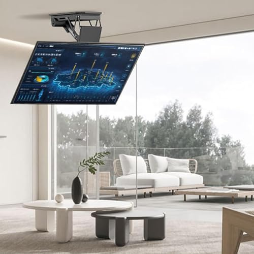 QYMYOZ tv mounting Bracket Ceiling TV Mount - 0-85° Flip Down TV Bracket, Motorised TV Bracket, Motorised TV Lift Fits 50-90 Inch TVs tv Stand Mount