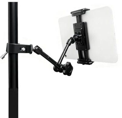 Lupholue Soporte Universal para Tableta para Cinta de Correr, Bicicleta estática, Cochecito, Silla de Ruedas, Carrito de Golf y Bastones con rótulas giratorias y Abrazadera para tabletas y teléfonos