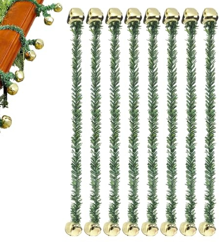 laxreheye Kranzklammern, 8 Stück Kranzaufhänger mit Glocken | Klammern für Geländer Girlande - für Schleifen Weihnachtsbaum Treppengeländer Weihnachtsdekoration