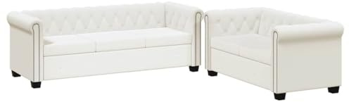 Generisch Chesterfield-Sofas 2-Sitzer und 3-Sitzer Kunstleder Weiß,Möbel,Sofas,91.3KG,272250