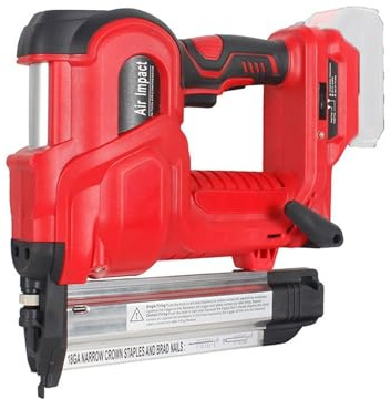 Elektrische Nagelpistole, kabellose gerade Nagelmaschine, elektrischer Hefter mit 32 mm 50 Nägeln, kompatibel Akku Für den Heimwerkergebrauch(Red)