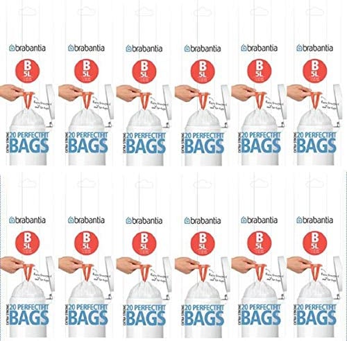 240 x 5L Brabantia Bin Liners 5 Litre Bin Bags Type Size B Smartfix