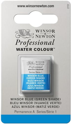 Winsor & Newton Aquarelle Professionnel - Peinture Aquarelle, Haute Luminosité, Résistante à la Lumière, Qualité Archive, Demi Godet, Couleur Bleu Winsor (Nuance Verte)