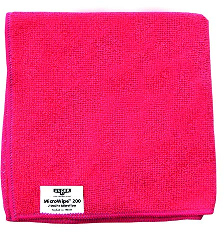 Unger MicroWipe Microfibre Cloth - Pack of 10 - Lint Free Cleaning Cloths - Kitchen, Bathroom, Car & Window Cleaning Products - Lasts 200 Washes - 40 x 40 cm - SmartColor Pink, CG107-R