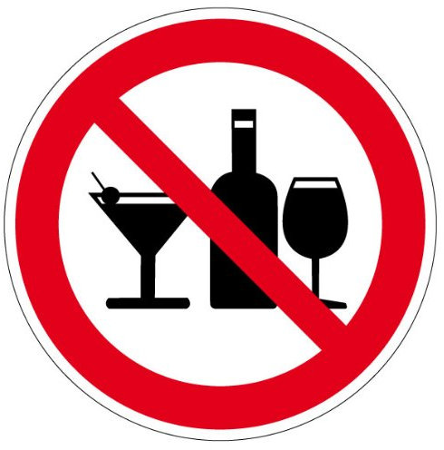 Verbotsschild Alkohol verboten aus selbstklebender Folie - in verschiedenen Größen erhältlich