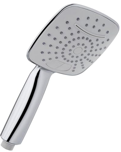 Schläfer 1304600 | Quadratische Handbrause, Universal-Multi-Jet-Duschkopf, Chantal Handbrause, Quadratischer Hochdruckduschkopf, Duschtelefon Chrom, Silber