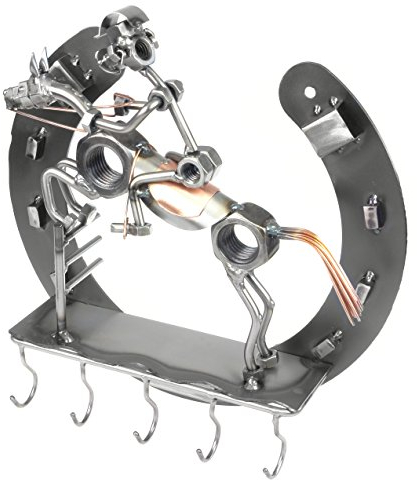metalman24 Schraubenmännchen Reiter Schlüsselbrett Pferd - Handarbeit Geschenkidee Metallfigur Metallmännchen Stahlfigur Schraubenmännle - Deko für Büro & Zuhause