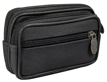 GÜRTELTASCHE Leder schwarz (Querformat mittel) - Hüfttasche Bauchtasche Gürtel Tasche Handytasche Geldbörse Handy schwarz Hüfttasche Reisen Wandern Laufen Joggen Reise Wanderung Outdoor Sport