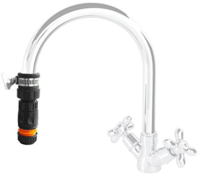 Cost Wise Wider Rubber Adjustable tap Connector for Kitchen/Mixer taps with a Round spout which Measures Between 22-24mm,Complete with Matching Hose Connector,