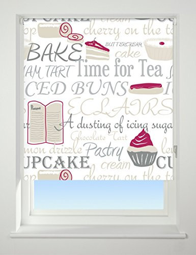 UNIVERSAL Bake Off Patterned Thermal Blackout Roller Blind, Red, W180cm