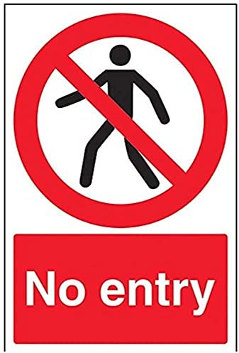 vsafety 52016 au-r sin entrada peatonal prohibición acceso signo, plástico rígido, vertical, 200 mm x 300 mm, Negro/Rojo