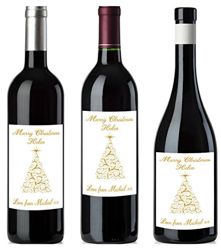 2 x Personalised Christmas Wine Champagne Prosecco White Bottle Label Stickers by Ellis Graphix (TM)