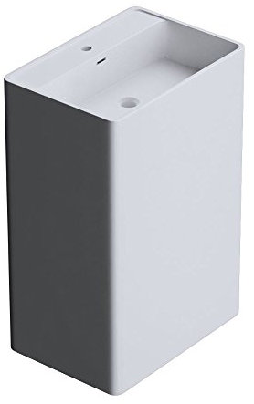 Durovin Bathrooms Luxurious Cast Stone Pedestal Basin - Rectangular Freestanding Sink with Overflow Slot & Single Tap Hole - Basin Only 500 x 420 x 900mm (WxDxH)