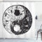 ABAKUHAUS Yin Yang Duschvorhang, floral Ornamentik, Stoffliches Gewebe Badezimmerdekorationsset mit Haken, 175 x 180 cm, Dunkle Taupe und Weiß