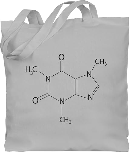 Baumwolltasche - Nerd Geschenke - Kaffee chemische Formel - Unisize - Hellgrau - chemistry gifts zocker chemie stofftasche zocken coffee stoffbeutel geek kaffeeliebhaber baumwolle nerds lover