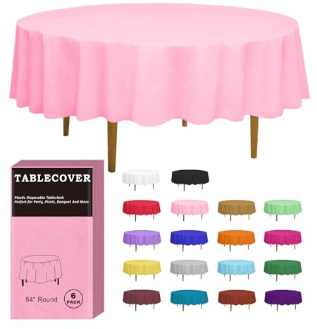 D&Z Lot de 6 nappes jetables en Plastique Rose emballées Individuellement pour l'intérieur et l'extérieur, Nappe de Table de 213,4 cm, idéale pour Les fêtes, Les Pique-niques, Les Anniversaires, Les
